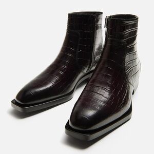 ZARA - Embossed Leather Boots